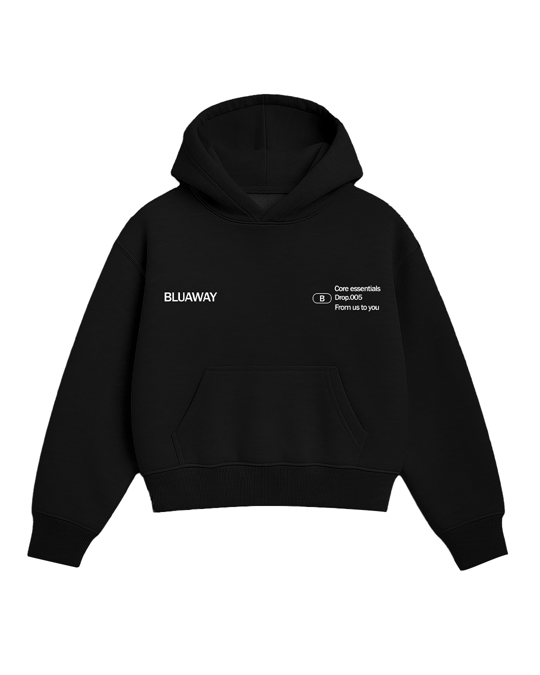 BLUAWAY CORE ESSENTIAL BLACK HOODIE